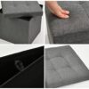 CINNOR 2 Pack Folding Storage Ottomans, Small Cube Storage Box, Foot Rest Stool Seat for Living Room,12.6”x 12.6”x 12.6” (Linen Fabric-Grey)