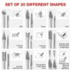 20 PCS Carbide Milling Cutter Set The Grinder Bits Rotary Tool Bits 1/8 Inch Shank Double Cut Compatible with Dremel Wood Carving Accessories