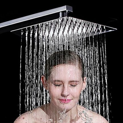Large Square Rain Shower Head 304 Stainless Steel Ultra Thin Powerful High Pressure Top Spray Bathroom Rainfall Showerhead (12inch)