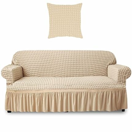 Yeahmart Sofa Slipcover 1 Piece Couch Sofa Cover with Skirt, Durable Washable High Elastic Stretchable, Easy Fit Universal Furniture Protector wi