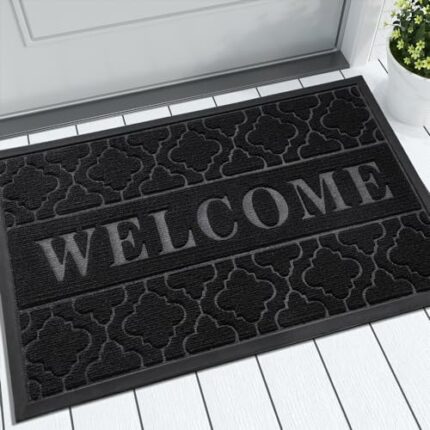 Yimobra Welcome Door Mat, Heavy Duty Durable Front Door Mat for Home Entrance, Garage and Garden Outside Entryway Floor Mat, Non Slip, Fade Resis