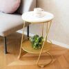 SMLJLQ Bedside Table Small Simple Bedroom Bedside Rack Nordic Marble Side Table Small Coffee Table Bedside Table Ins