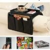 Sturdy Couch Sofa Armrest Organiser with Cup Holder Tray Sofa Caddy TV Remote Storage Pocket Bag for Apple Devices Cellphone Tablets Magazines DV