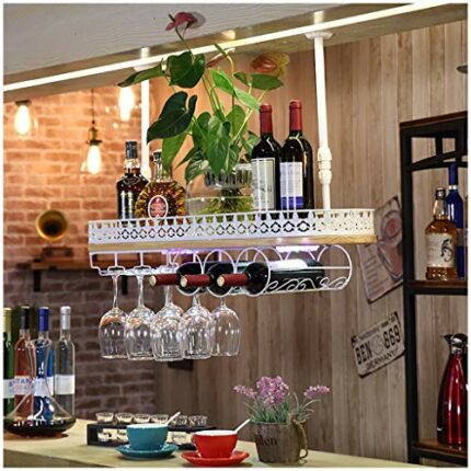 Stylish Simplicity Down Vintage Wine Rack Iron Simple Style Multi-Function Display Household Wine Glass Holder Restaurant Kitchen Bar Floating Wi