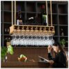 Ceiling Stylish Simplicity Wine Racks Modern Minimalist Wood Storage Home Goblet Racks Kitchen Cutlery Bottle Racks Floating Glass Racks (Bronze