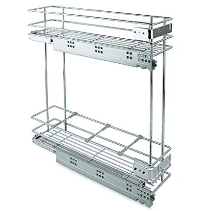 Emuca 8354111 Extractable sliding door with soft closing mechanism for kitchen cabinet 200mm in chromed steel