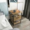 DECOROTIKA - Alba Nightstand Bedside Table – Modern and pratical - Black and Oak Colour