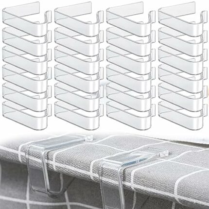 YTOOK 24pcs Plastic Tablecloth Clips, Transparent Picnic Tablecloth Clips for Outdoor Tables Large Table Cloth Holder Table Cover Clips for Chris
