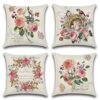 Artscope Set of 4 Waterproof Cushion Covers 45x45cm, Decorative Flamingo and Pink Flowers Pattern Throw Pillow Covers, Perfect to Outdoor Patio G