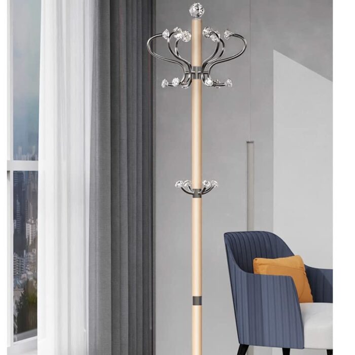 N/A Metal Coat Hanger Design Floor-to-ceiling Coat Rack Standing Bedroom Furniture Floor-to-ceiling Coat Hanger (Color : Argento, Size : Light Gr