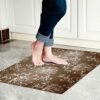Cosilyt 1/10 Inch Ultra Thin Front Door Mat Rug Indoor Entrance Inside Non Slip, Large Waterproof Rubber Kitchen Rug and Interior Home Washable D