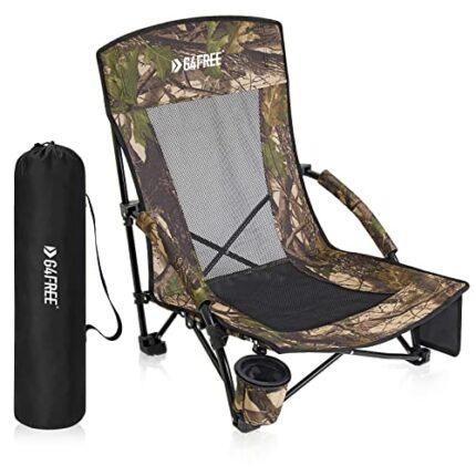 G4Free Upgraded Low Beach Chair Camping Chairs Compact Concert Lumbar Back Support Festival Chair with Carry Bag