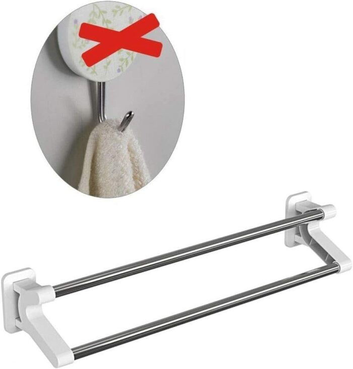 Bathroom, Stainless Steel Double Pole Towel Holder, Wall Mounted Towel Rack, Durable Bathroom Towel Rail Bar Modern Minimalist Creative Towel Rac