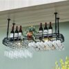 OUSIKA Wine Racks,Wine Lovers/Wall Wine Rack Hanging Wine Glass Rack Bar Creative Wine Rack Upside down Goblet Rack Ceiling Decoration Shelf for
