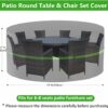 Wanocean Garden Table Covers Round, Garden Furniture Covers Waterproof, 420D Heavy Duty Oxford Fabric Patio Table Set Cover Diameter 190 x 80cm