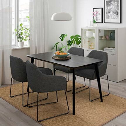 Ikea LISABO/TOSSBERG table and 4 chairs, 140x78 cm, metal grey/black