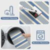Blue Striped Outdoor Rug, 3'x5' Cotton Hand-Woven Reversible Area Rug Fall Front Porch Rug Washable Front Door Mat Welcome Layered Halloween Door