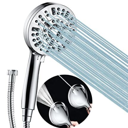 High Pressure Shower Head with Handheld, 8 Spray Settings + 2 Power Jet Modes Shower Heads, 5.04" Detachable Showerhead Set with Stainless Steel