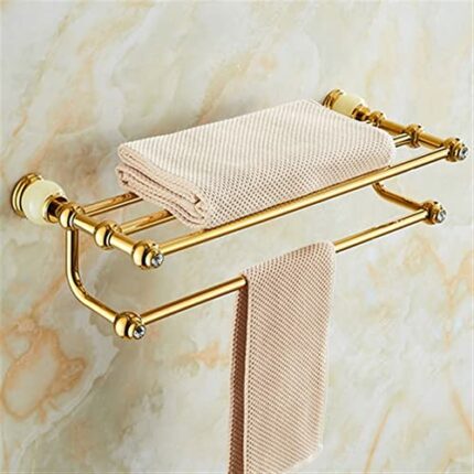 HIGOH Towel Rack Brass Bath Copper & Jade Towel Rack/Bar, Towel Shelf, Towel Holder Bathroom Hardware