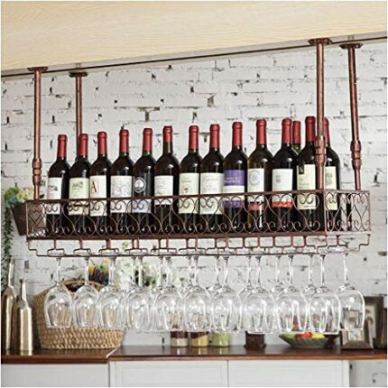 Stylish Simplicity Down Wine Rack Vintage Wrought Iron Wine Rack Creative Display Stand Household Goblet Rack - Restaurant Kitchen Bar Decoration