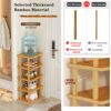 Bamboo Shoe Rack - Vertical Shoe Rack for Small Spaces, Tall Narrow Shoe Rack Organizer for Closet Entryway Corner Garage and Bedroom,Skinny Shoe