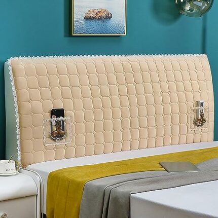 RTYHN Velvet Headboards Covers All-Inclusive Slipcover Bed Head Cover Slip Protector Cover Washable Thicken Elastic Bedside Decoration Protection