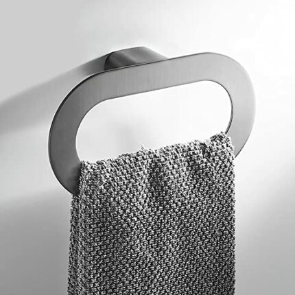 RAKUTE Gun Ash Towel Ring, Zinc Alloy Spray Paint Towel Rack, Toilet Bathroom Pendant, Wall-Mounted Punched Hand Wipe Hanger Bathroom Ring