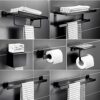 VERDDE Perforated Free Towel Rack Space Aluminum Toilet Bathroom Shelf Nordic Black Bath Towel Set