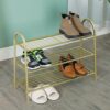 Urban Iron Metal Gold Shoe Rack,Premium Large 3 Tier Shoe Stand,Free Standing Shoe Organizer for Bedroom,Closet,Entryway,Apartment