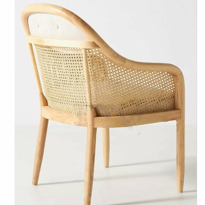LXXSH Office Kitchen Armrest Dining Chair Rattan Outdoor Dining Ergonomic Chair Wooden Party Furniture (Color : D, Size : Light Grey)