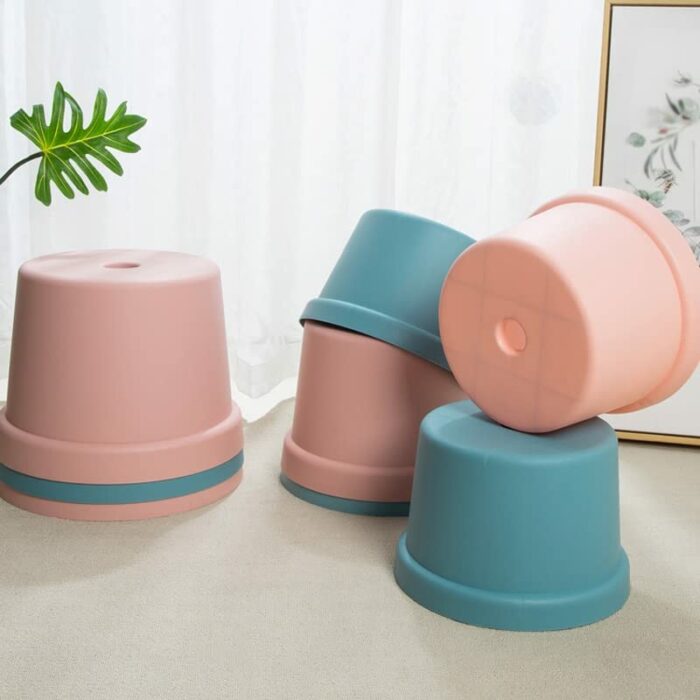 LUKEO Household Small Stool Thickened Solid Bathroom Bath Stool Stool Shoe Stool Adult Portable Round Stool (Color : Argento, Size : 23.5-19-16cm