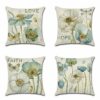 Artscope Set of 4 Decorative Cushion Covers 45x45cm, Tropical Plants Waterproof Throw Pillow Covers, Perfect to Outdoor Patio Garden Bench Living