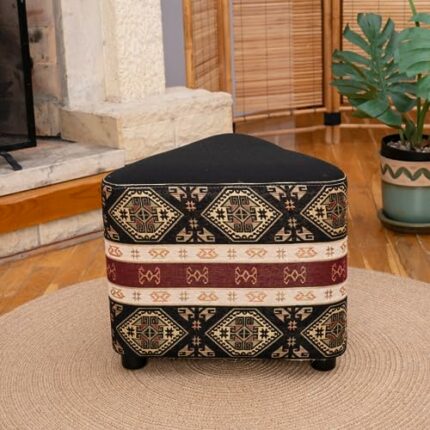 Dekorist Ottoman Pouffe, Comfortable Foot stool, Triangle Bean Bag for Home, Home Decor Footstool Extra Seating for Living Room, Bedroom, Kitchen