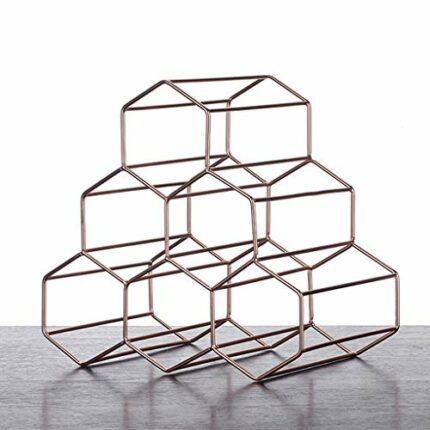 Yalych Metal Wine Rack 6-Bottles Countertop Countertop Cabinet Wine Holder Storage,Sleek and Chic Looking - Minimal Assembly Required. Decorative