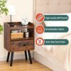 Yoobure Night Stand with Fabric Drawer, End Table, Bedside Tables, Mid Century Modern Nightstand with Open Storage Shelf, Wood Bedside Table, 2-T