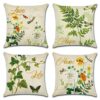 Artscope Set of 4 Waterproof Cushion Covers 45x45cm, Decorative Flamingo and Pink Flowers Pattern Throw Pillow Covers, Perfect to Outdoor Patio G