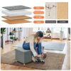 BRIAN & DANY Ottoman Storage Box with 4 Wood Legs, Linen Foot Stool, Footstools for Living Room, Gray, 76 x 38 x 38 cm