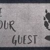 Be Our Guest Nylon Light Grey Brown Green Cream Novelty Disney Door Mat (Light Grey, 70x40cm)