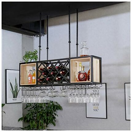 Vintage Stylish Simplicity Wine Rack Simple Creative Metal Multi-Function Display Inverted Wine Glass Holder Adjustable Height Bar Restaurant Flo