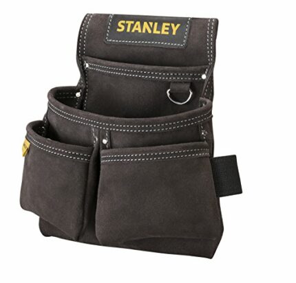 STANLEY Leather Tool Belt Pouch, Double Pocket Organiser for Tools and for Small Parts, STST1-80116