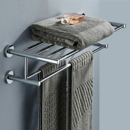 HIGOH Towel Rack All-Copper Towel Rack, Solid Toilet Rack, Bath Towel Holder, Wall Drilling Installation Bathroom Hardware