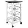 Chef Vida 3 Tier Kitchen Trolley Cart Storage Baskets Drawer, White