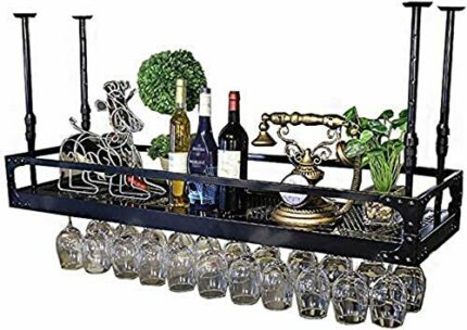 EYLINK Wine Racks,Wine Lovers/Floating Wine Shelf Hanging Wine Holder Wine Glass Holder Upside down Wine Rack Simple Style Iron Hanging Wine Glas