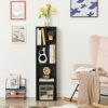 VECELO 4-Tier Bookcase, Modern Storage Cabinet with Height Difference Shelves for Standard Textbooks, 5 Cubes, Vertical or Horizontal, Easy Assem