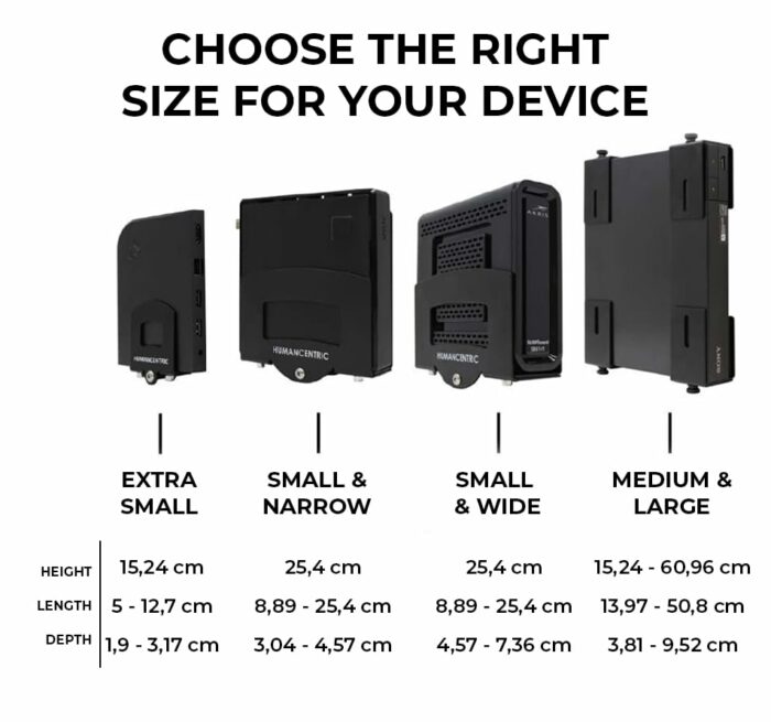 HumanCentric Adjustable Device Wall Mount | DVD Players, Cable Boxes, Receivers, Set Top Box and Other A/V Equipment | Patented