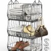 DECOHOME 3 Shelf Metal Hanging Shelves Organiser, Foldable Stackable Wardrobe Storage Shelves with 4 S-Hook, Wall Mounted Storage, Durable Storag