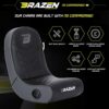 BraZen Predator 2.0 Surround Sound Floor Rocker Speaker Gaming Chair for kids, children in black and grey