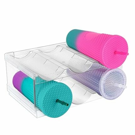 Water Bottle Organizer, Storage Holder for Kitchen Organization,Fridge, Pantry,Cabinet,Countertop,Cupboard- Plastic Cup Rack Shelf for Wine,Water