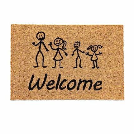 Relaxdays Coir Doormat, 80% coconut 20% plastic, Natural/Black, 40 x 60 cm