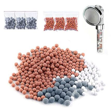 12 Packs Replacement Negative Ion Mineral Balls Showerhead Filter Replacement Bio-Active Stone pH Balance Tourmaline Balls Remove Chlorine Fluori
